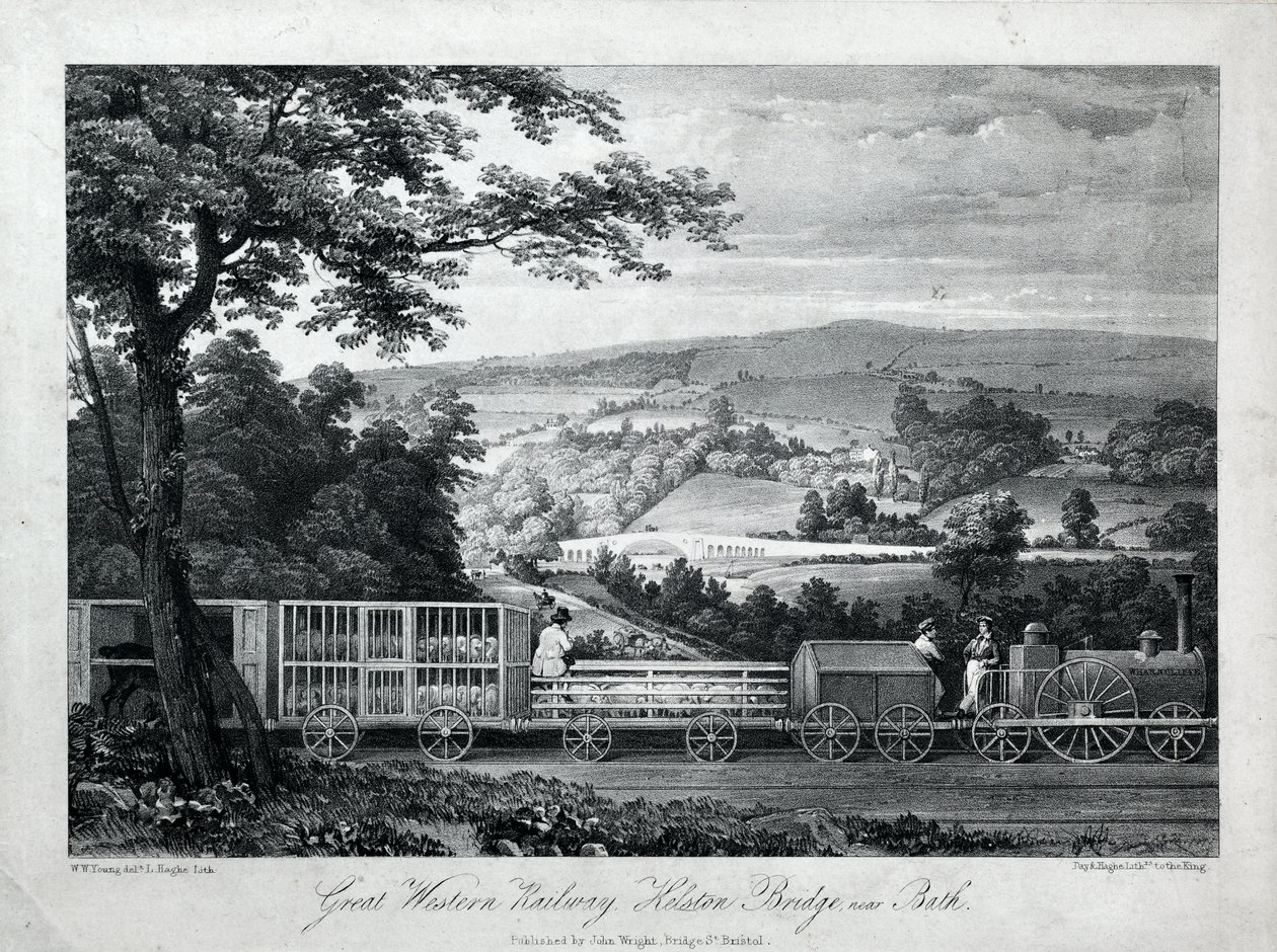 Great Western Railway, Kelston Bridge vicino a Bath, c.1835-40 da William Weston Young