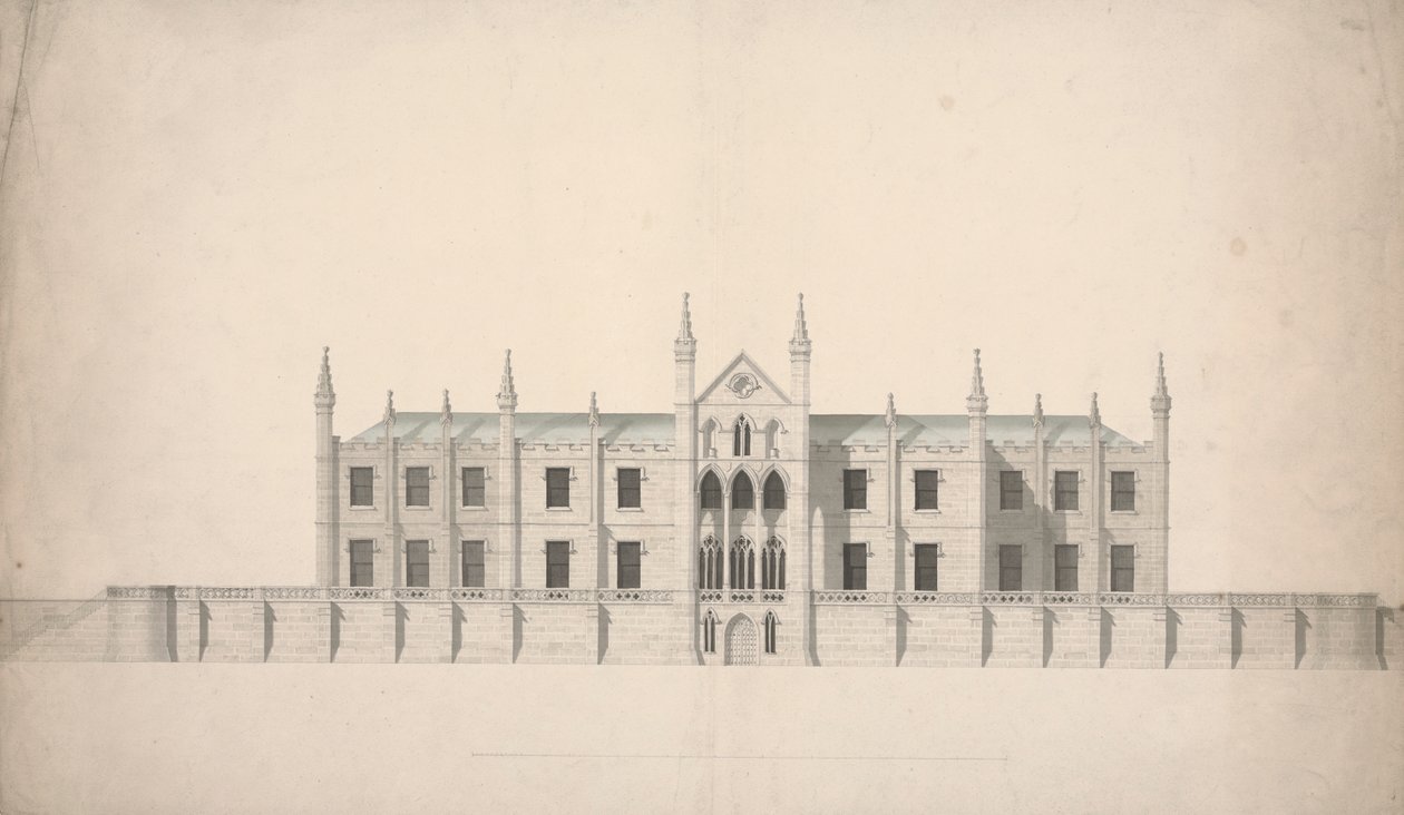Elevazione di un progetto proposto per i collegi di Cambridge da William Wilkins