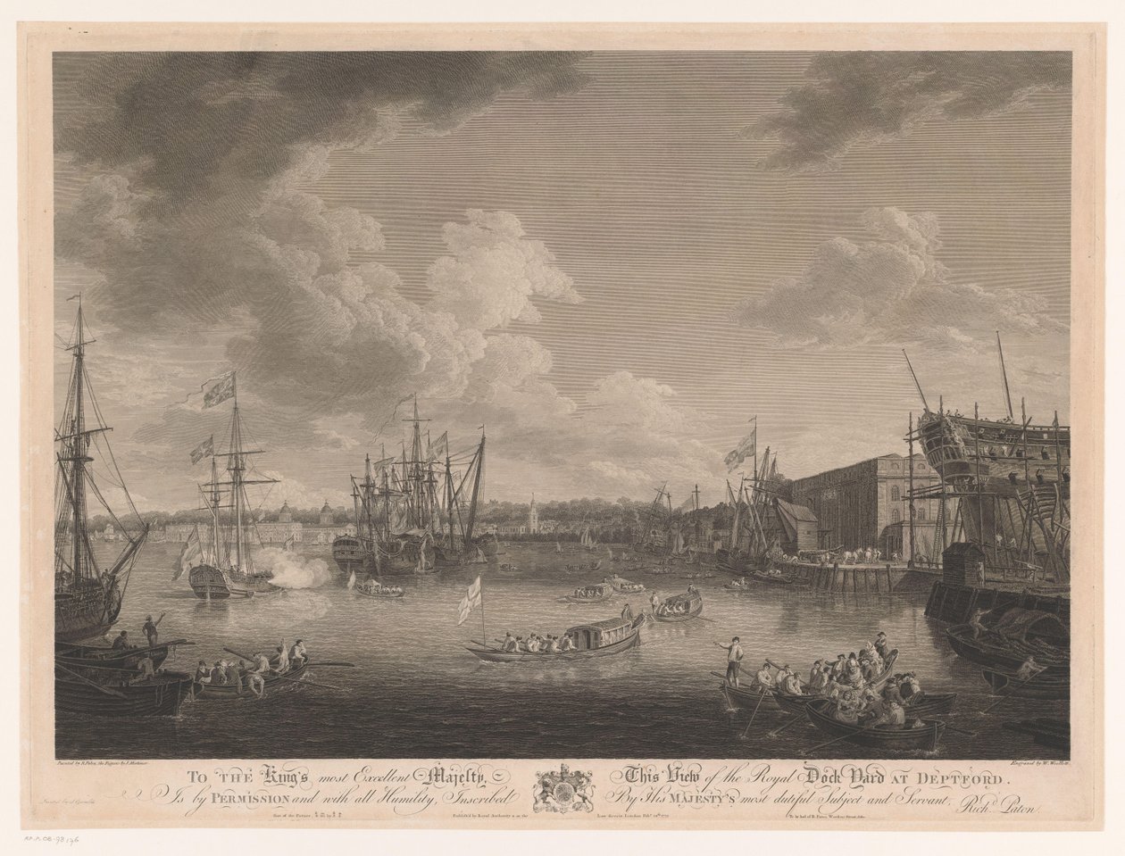 Veduta del cantiere navale di Deptford da William Woollett