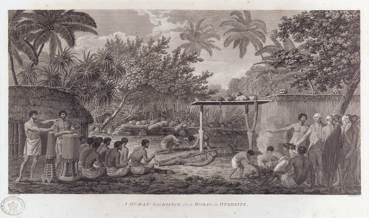 Sacrificio umano a Tahiti nel Pacifico del Sud da William Woollett