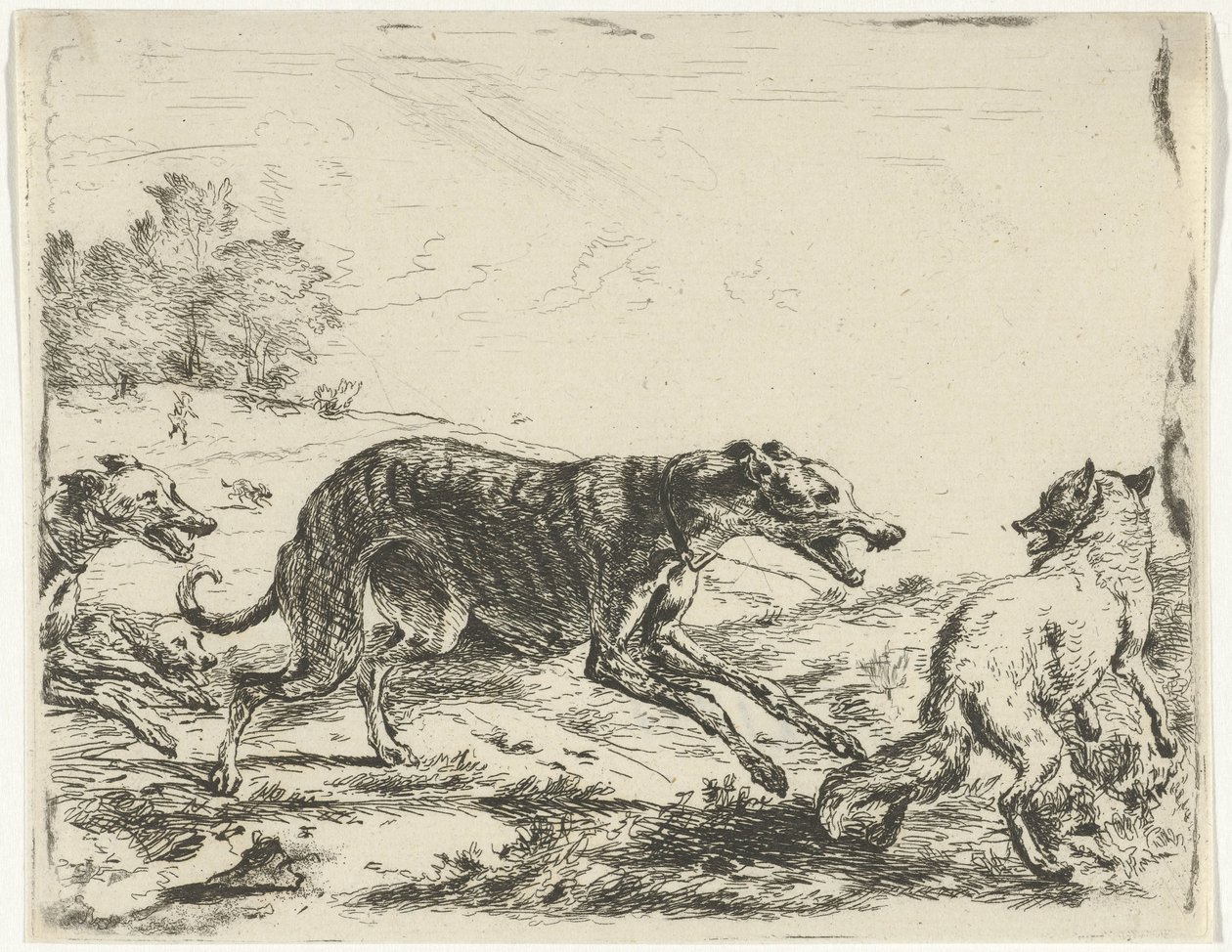 Volpe e tre cani da William Young Ottley