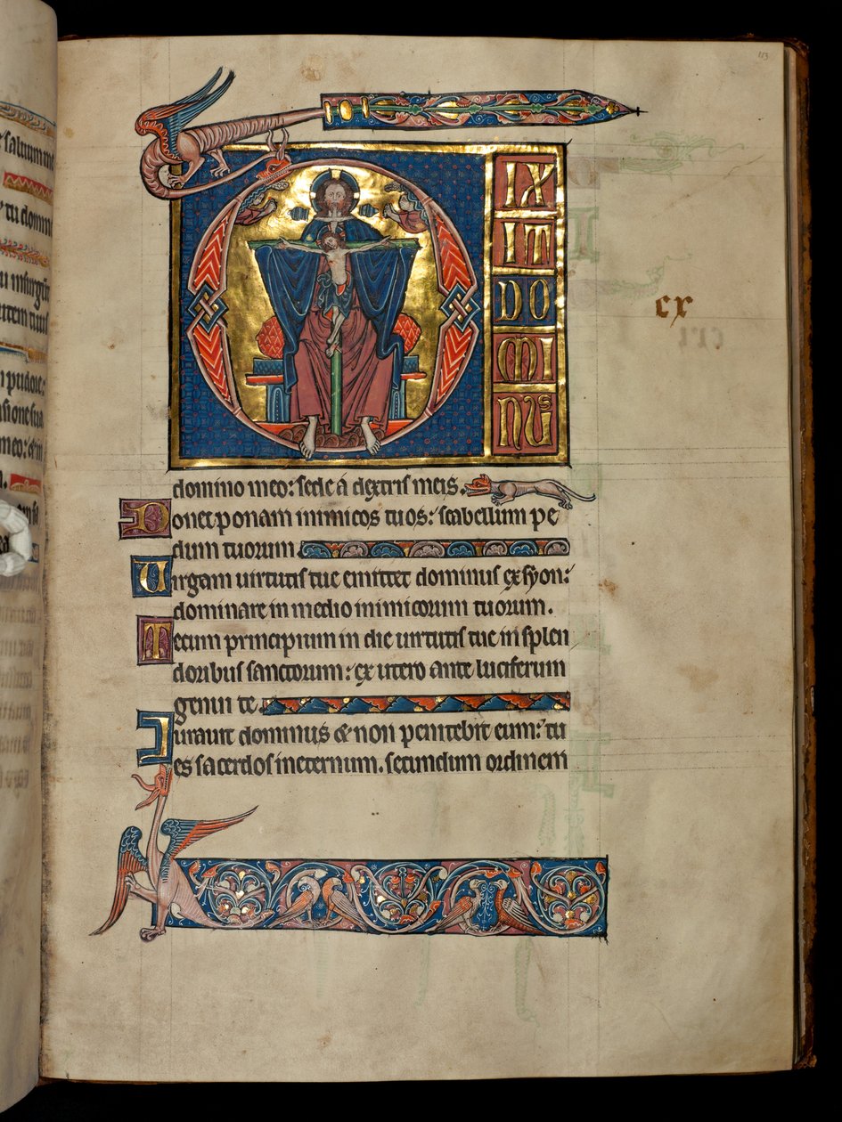 Ms 322 f.113r Salmo 109, iniziale D, La Santissima Trinità, illustrazione dal 