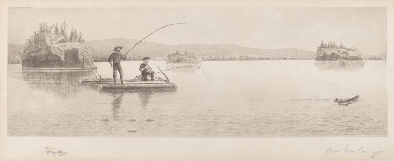 Senza titolo (Pesca con zattera di tronchi) da William de la Montagne Cary