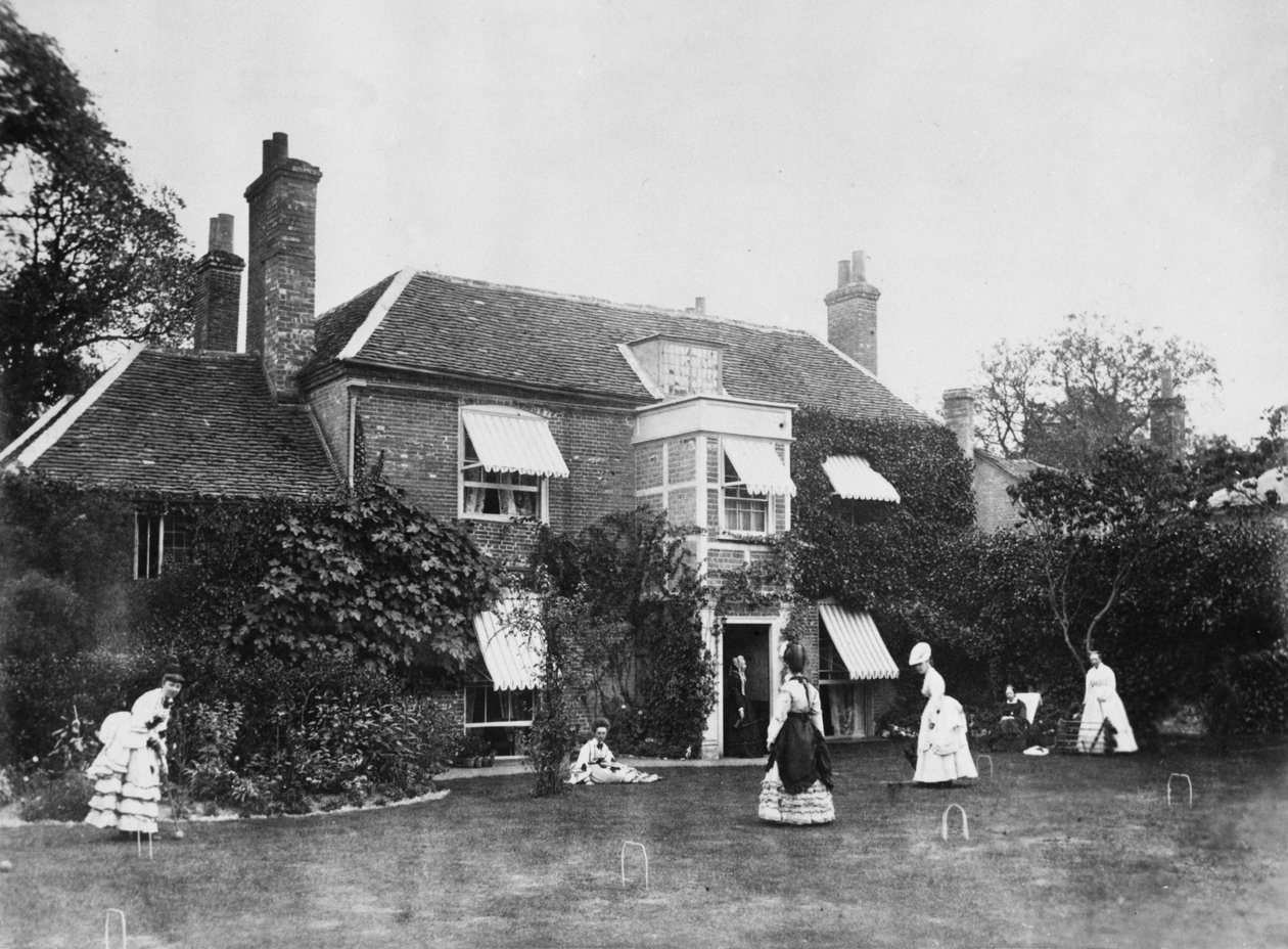 Croquet sul prato a Elm Lodge, Streatley, c.1870s da Willoughby Wallace Hooper