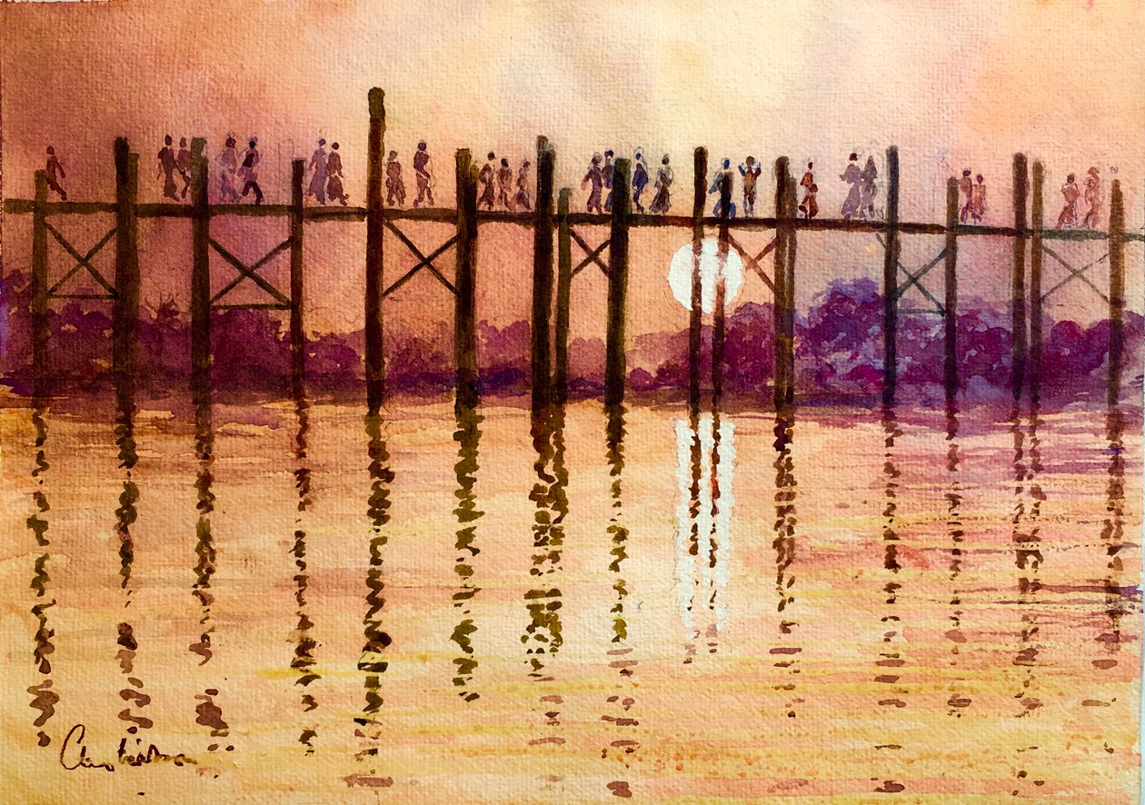 993 Ora di punta sul ponte U Bein, Mandalay da Wilson Clive