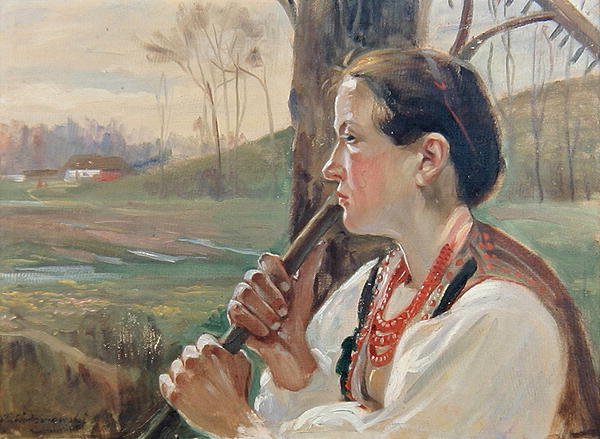 Ragazza con rastrello, c.1914 da Wincenty Wodzinowsky
