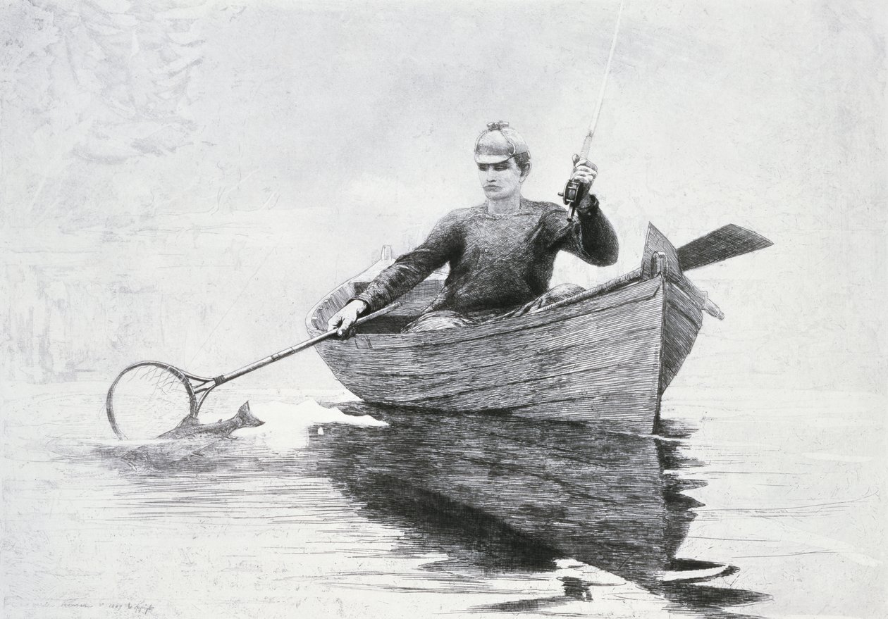 Pesca a mosca sul lago Saranac, 1889 da Winslow Homer