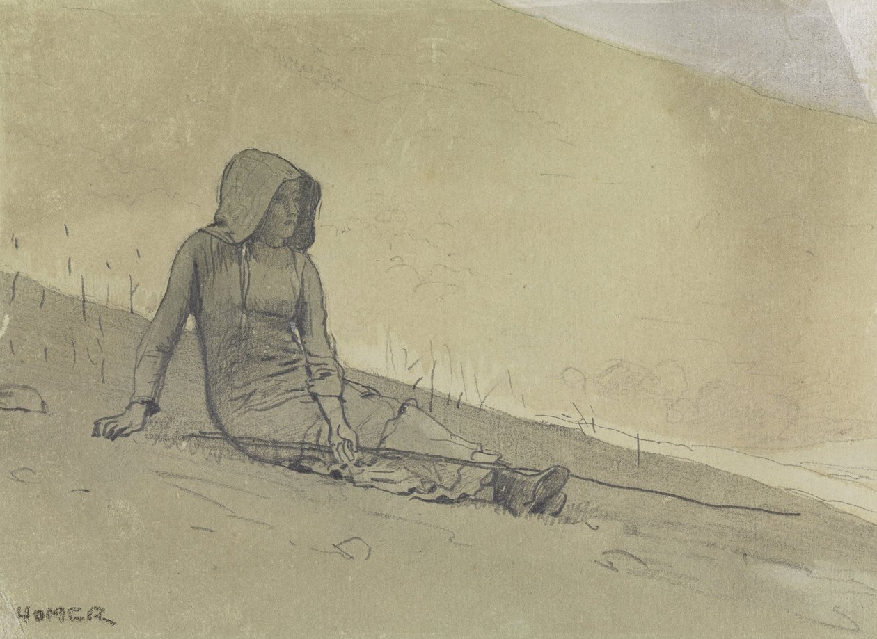 Ragazza seduta su una collina da Winslow Homer