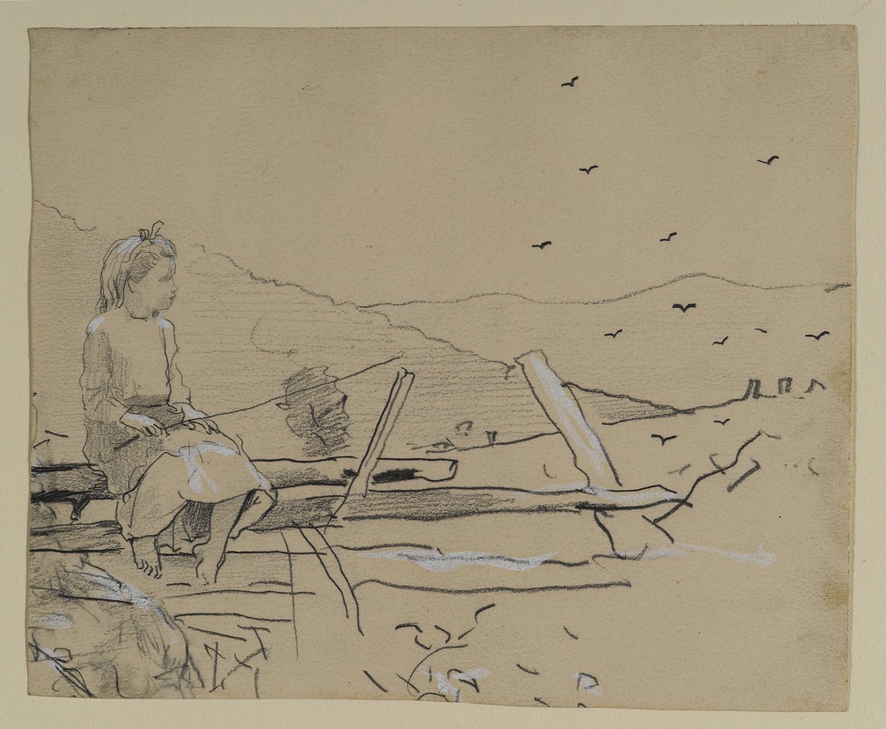 Ragazza seduta su una staccionata, 1879 da Winslow Homer