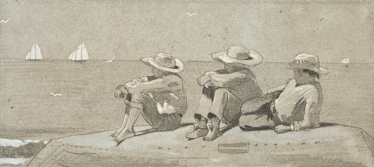 Tre ragazzi su una dory arenata da Winslow Homer