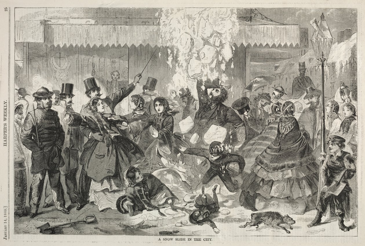 Una discesa sulla neve in città da Winslow Homer