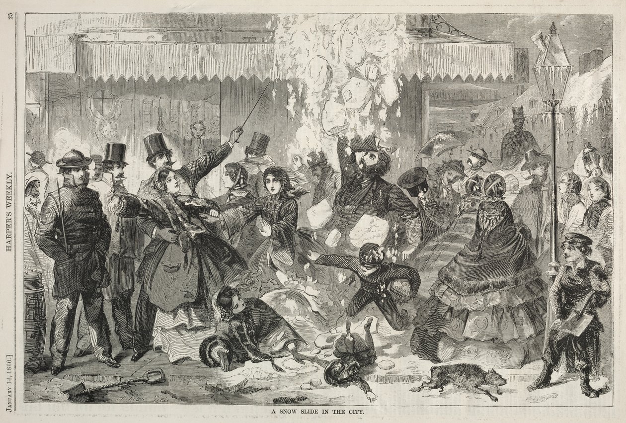 Una Valanga di Neve in Città, 1860 da Winslow Homer