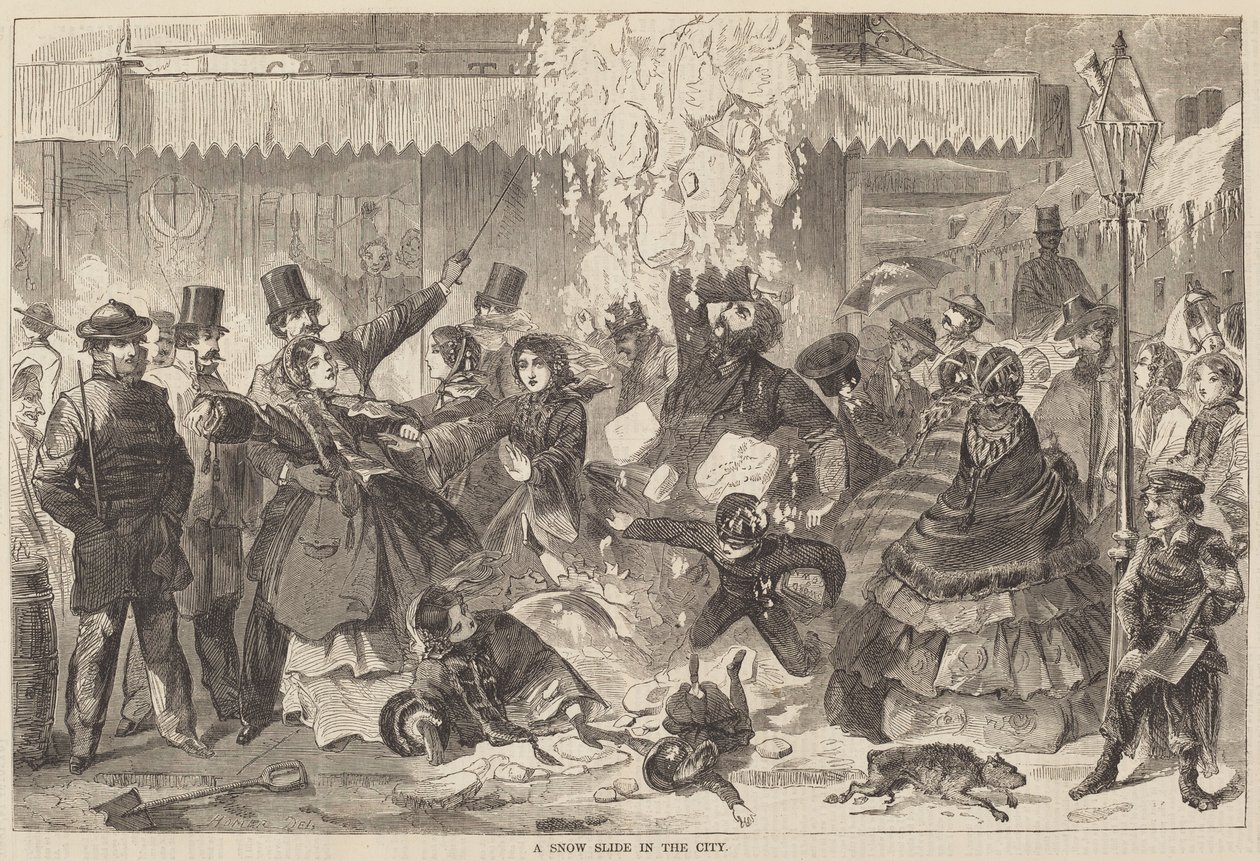 Una valanga di neve in città da Winslow Homer