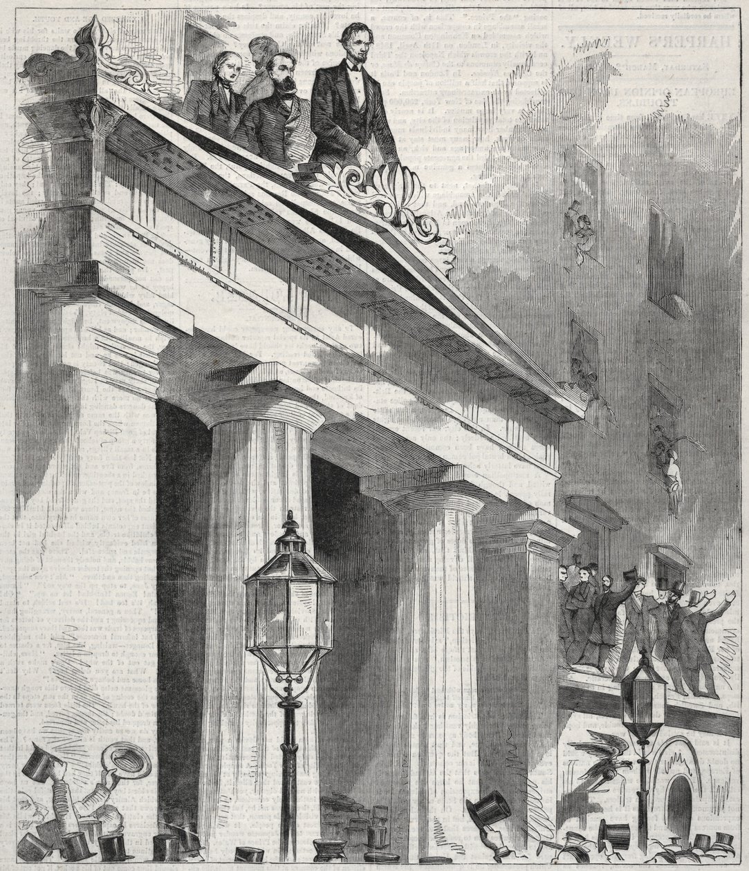 Abraham Lincoln, Presidente eletto, si rivolge al popolo dal balcone della Astor House, 9 febbraio 1861 da Winslow Homer