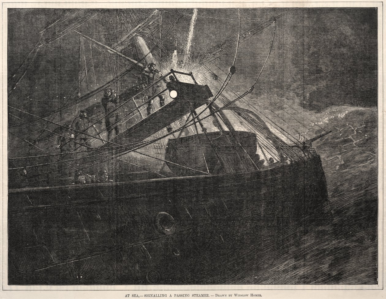 In mare, segnalazione a un piroscafo in transito da Winslow Homer