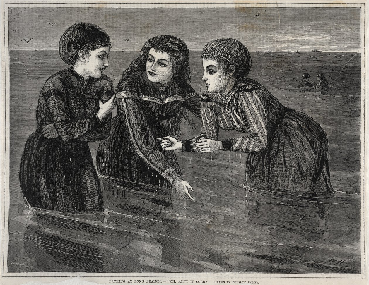 Fare il bagno a Long Branch, - Oh, non è freddo!, 1871 da Winslow Homer