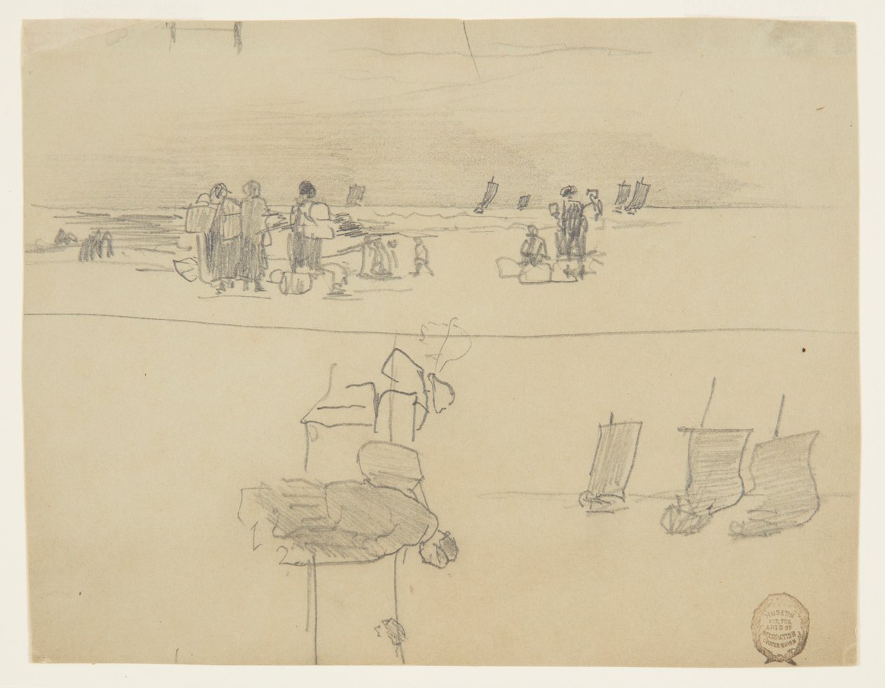 Scena di Spiaggia con Donne che Portano Ceste, Cullercoats, Inghilterra da Winslow Homer
