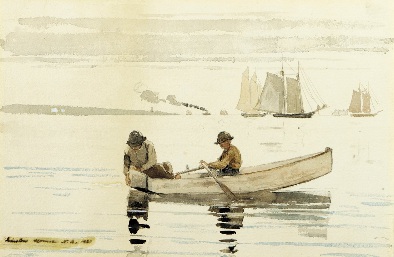 Ragazzi che Pescano, Porto di Gloucester, 1880 da Winslow Homer