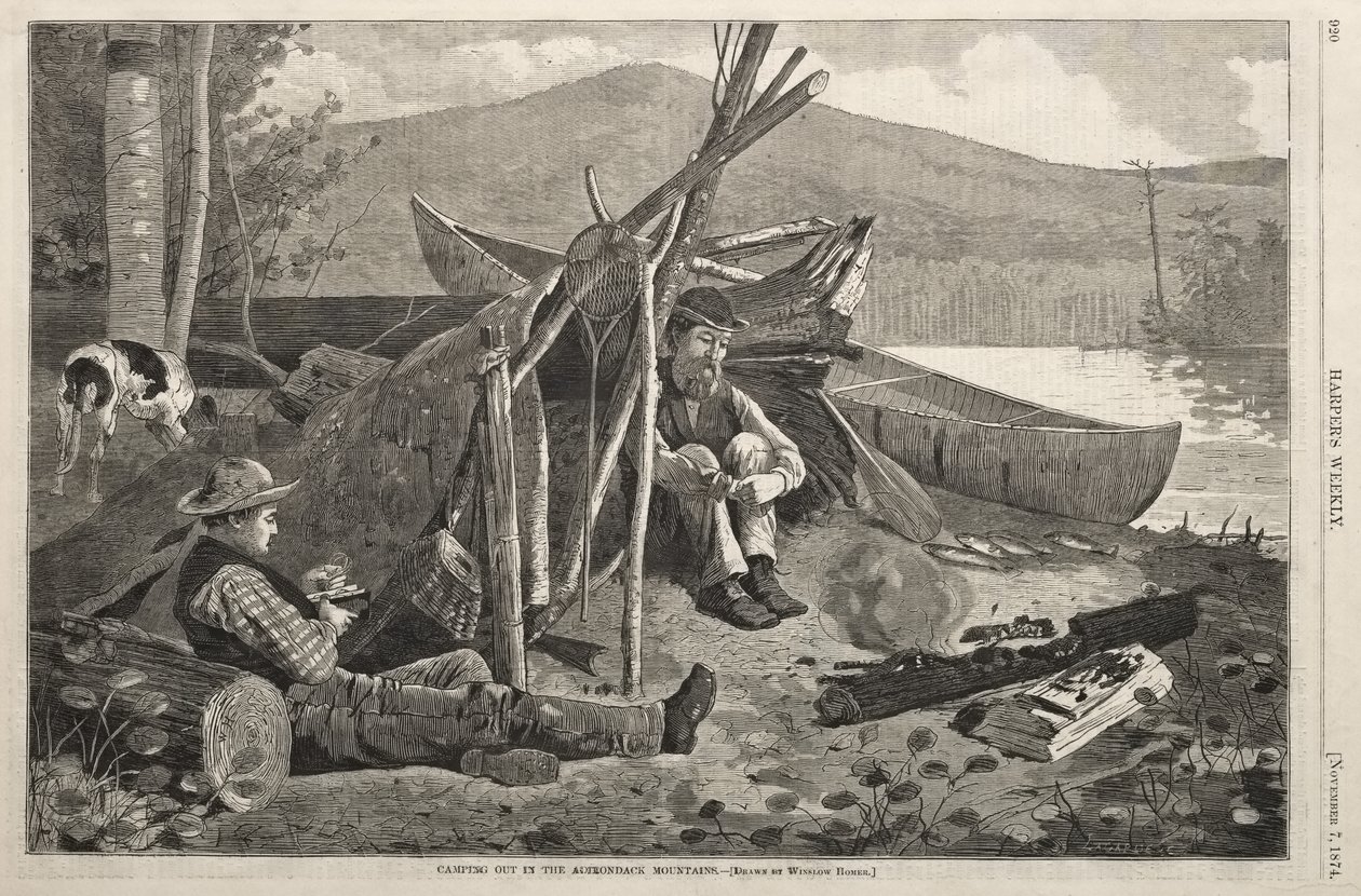 In campeggio sulle montagne Adirondack da Winslow Homer