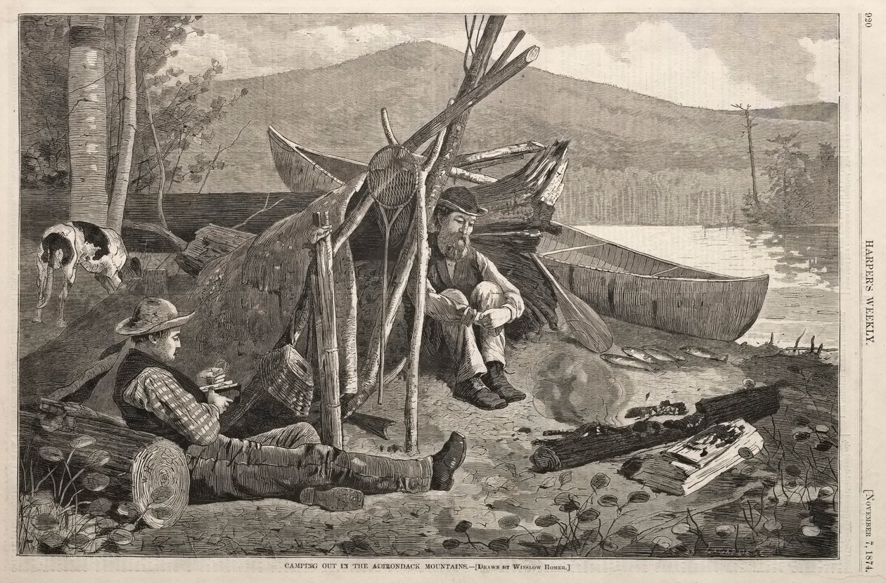 Campeggio nelle montagne Adirondack, 1874 da Winslow Homer