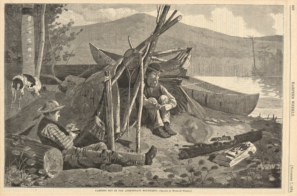 Campeggio nelle Montagne Adirondack, da Harper da Winslow Homer