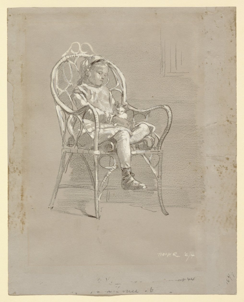 Bambino seduto su una sedia di vimini da Winslow Homer