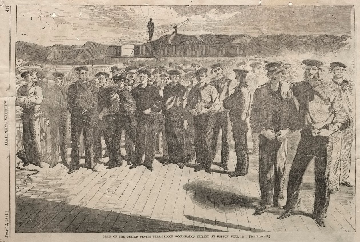 Equipaggio della nave a vapore degli Stati Uniti Colorado, imbarcato a Boston, giugno 1861, 1861 da Winslow Homer