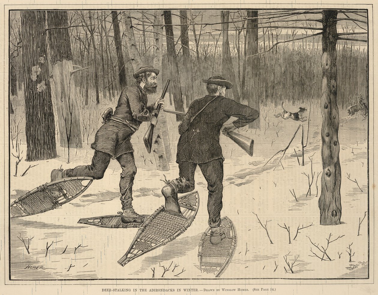 A caccia di cervi negli Adirondack in inverno, da Every Saturday, A Journal of Choice Reading, 21 gennaio 1871 da Winslow Homer