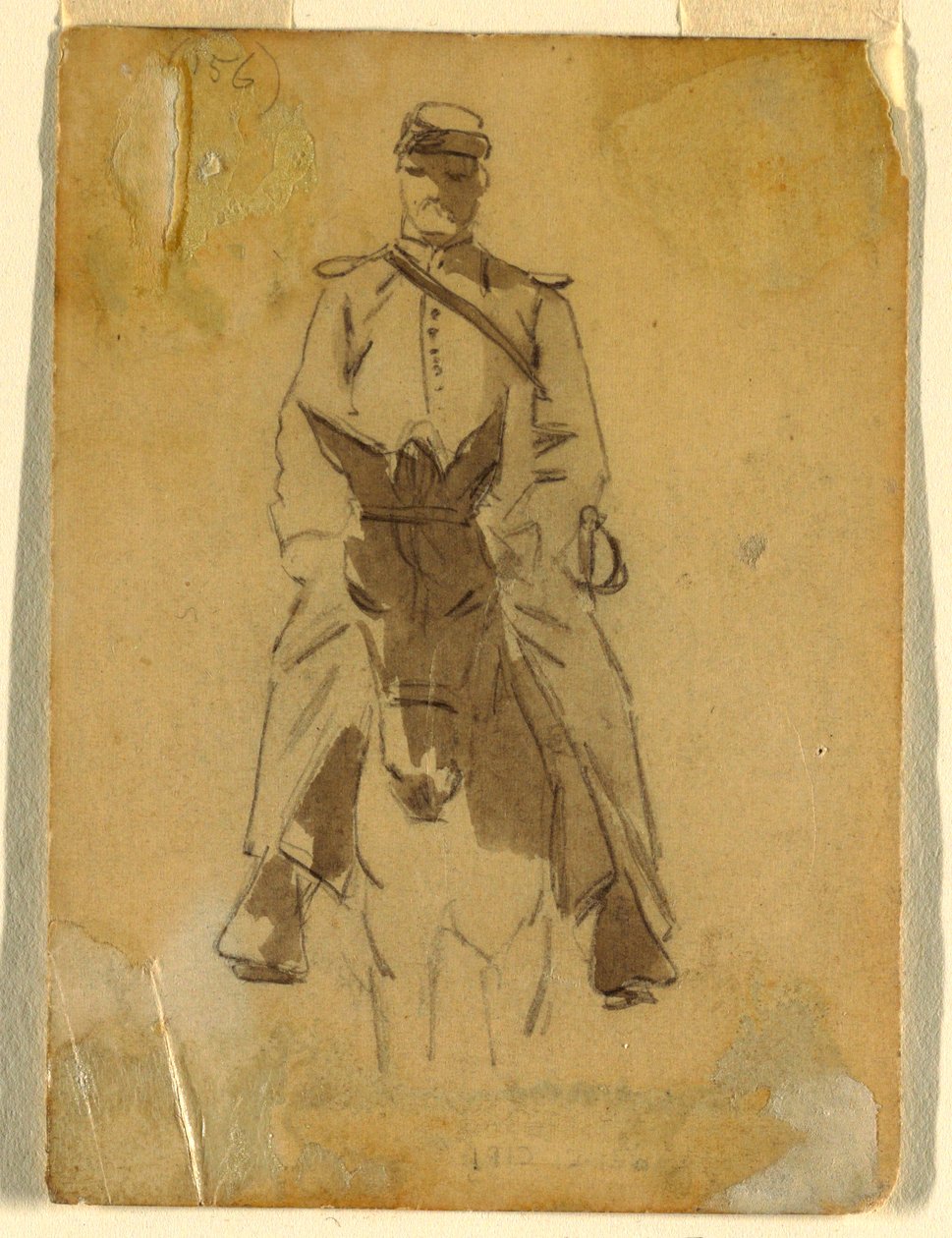 Disegno, Ufficiale di cavalleria e testa del suo cavallo, 1862 da Winslow Homer
