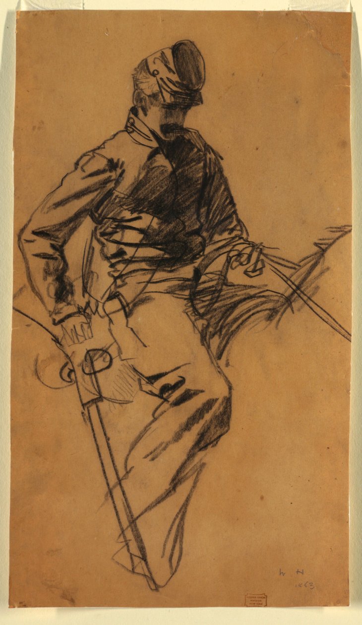 Disegno, soldato di cavalleria a cavallo, 1863 da Winslow Homer