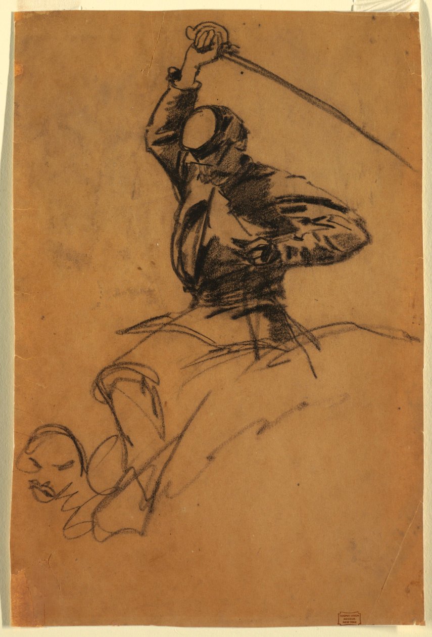 Disegno, soldato di cavalleria con spada a cavallo, 1863 da Winslow Homer