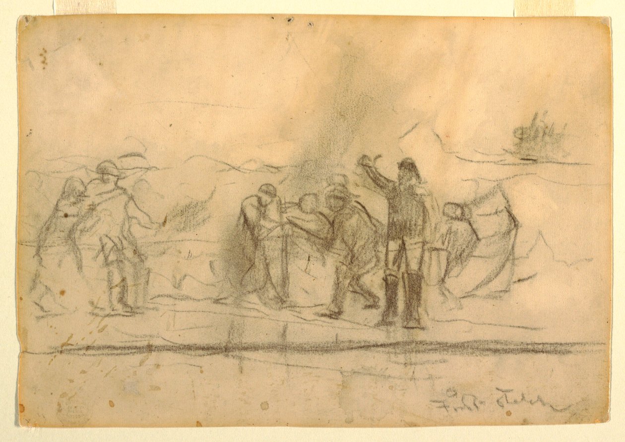 Disegno, primo schizzo per "Il naufragio", 1885-86 da Winslow Homer