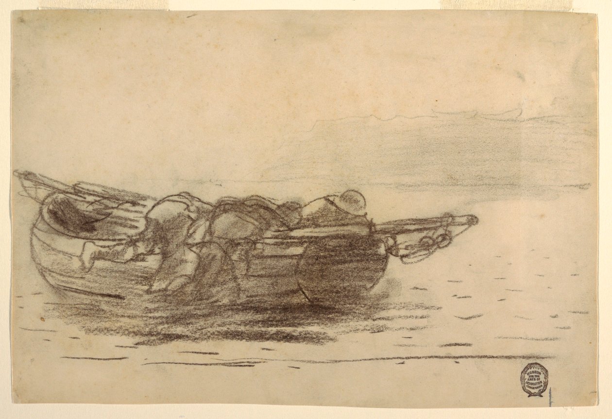 Disegno, Pescatori che si arrampicano sui moli, Cullercoats, Inghilterra, 1881-82 da Winslow Homer