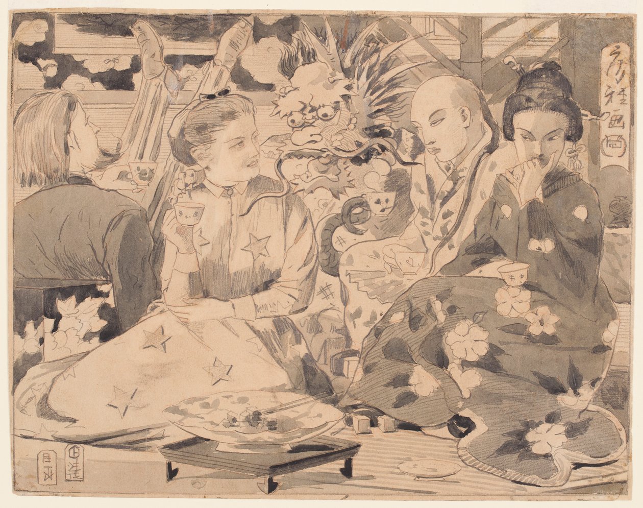 Disegno, Festa internazionale del tè, 1867 ca. da Winslow Homer