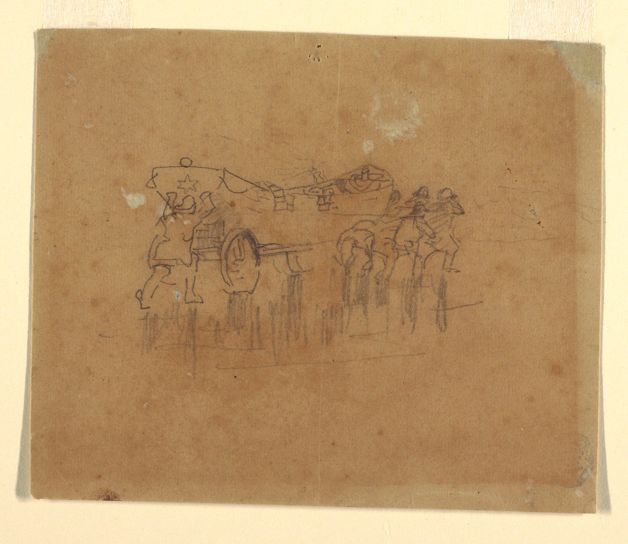 Disegno, Scialuppa con carrozza (studio per "Il naufragio", dipinto a olio del 1896, Carnegie Institute, Pittsburgh, PA), 1895-96 [o forse 1881]. da Winslow Homer