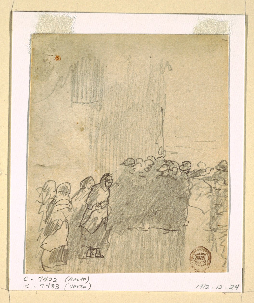 Disegno, Uomini e donne che guardano il mare, Cullercoats, Inghilterra, 1881 da Winslow Homer