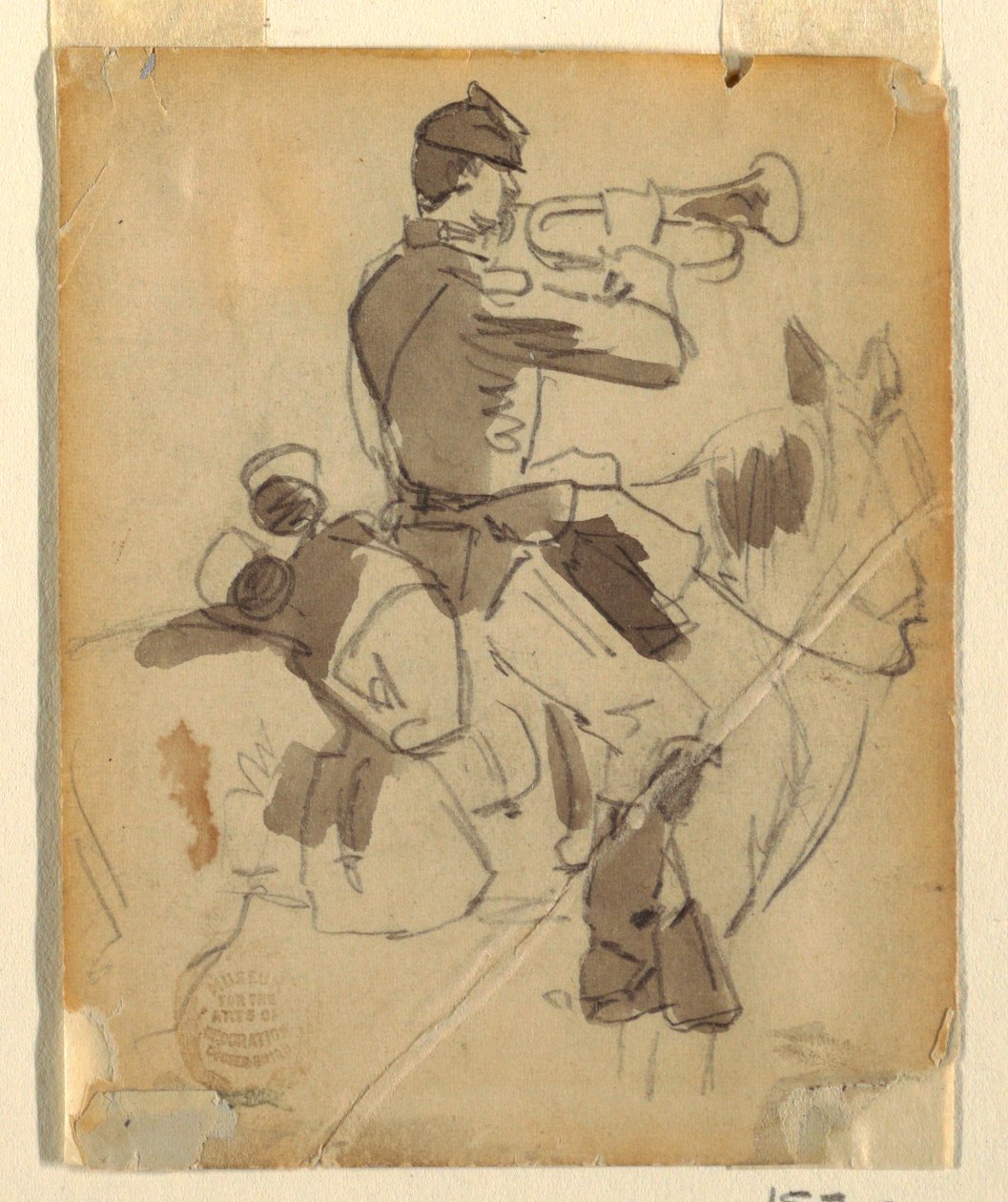 Disegno, trombettiere a cavallo, 1862 da Winslow Homer