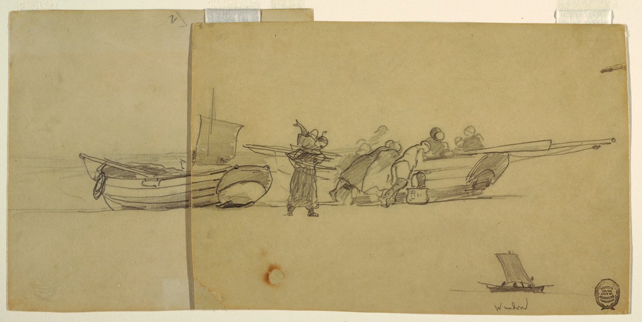Disegno, porzione di un dory da pesca, Inghilterra, 1881-82 da Winslow Homer