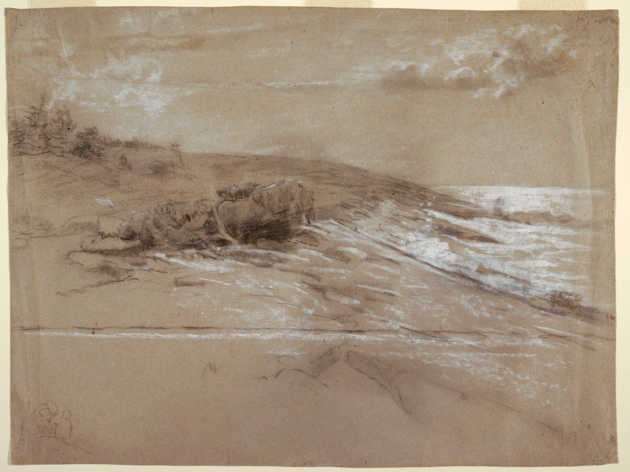 Disegno, costa marittima con pini marittimi, Prout