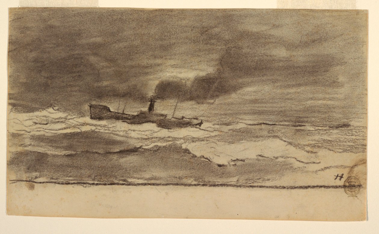Disegno, Paesaggio marino con peschereccio, Cullercoats, Inghilterra, 1881-82 da Winslow Homer