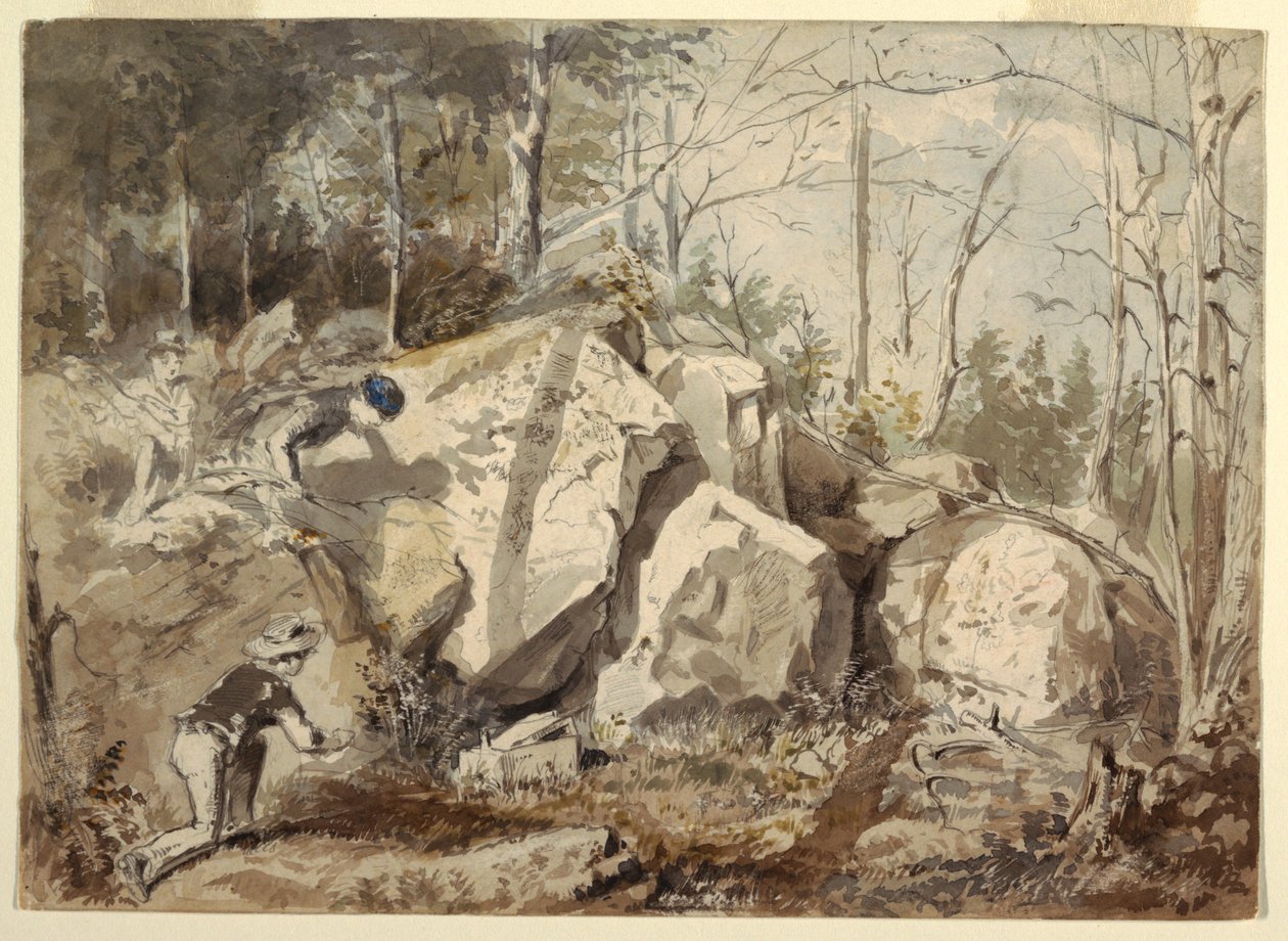 Disegno, posa di una trappola per scoiattoli, 1855 ca. da Winslow Homer