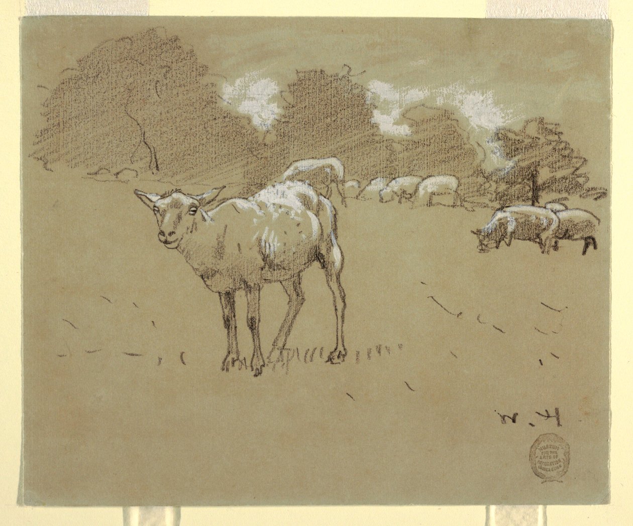 Disegno, Pecore al pascolo in un campo, 1875-78 ca. da Winslow Homer
