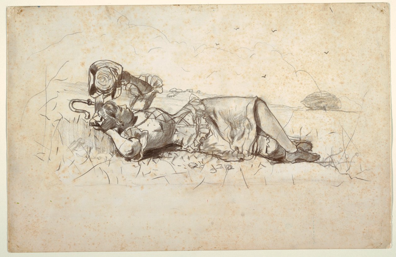 Disegno, pastorella che riposa, 1877 da Winslow Homer