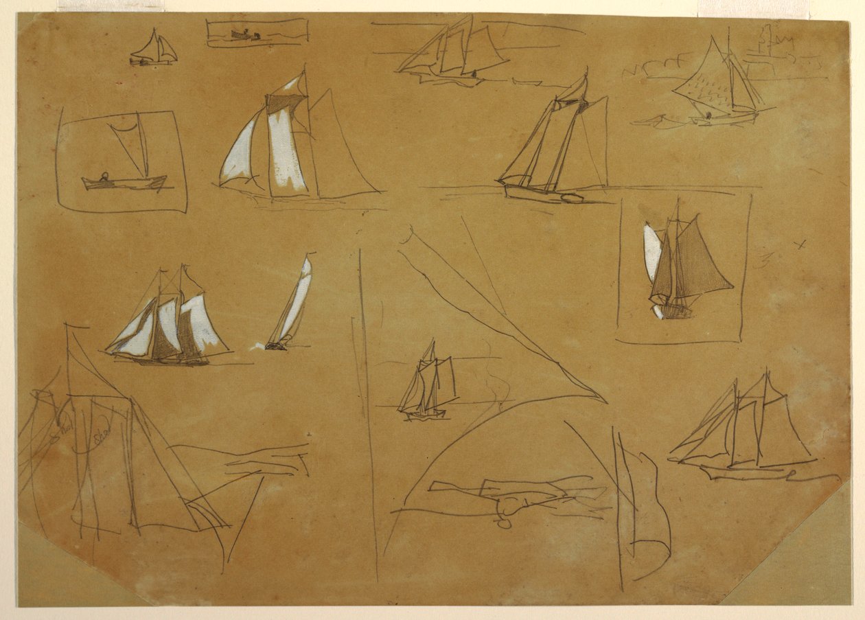 Disegno, Schizzi di barche a vela, Cullercoats, Inghilterra, 1881-82 da Winslow Homer