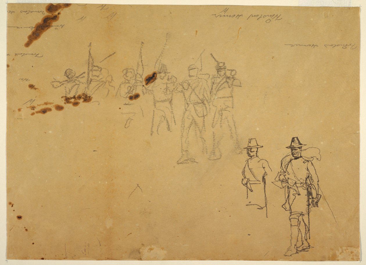 Disegno, schizzi di figure singole di fanteria e firme di esercitazione, 1862 da Winslow Homer