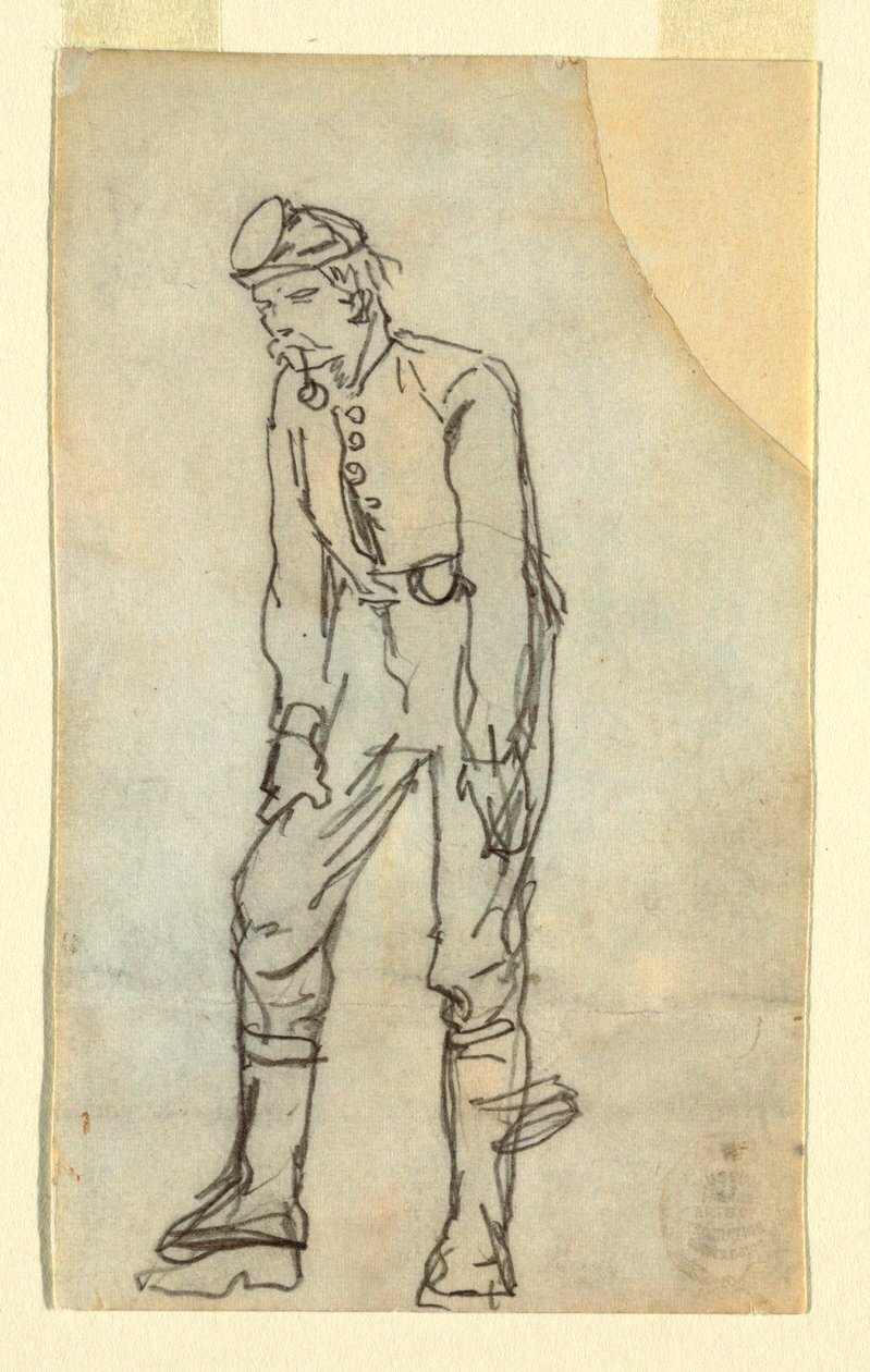 Disegno, soldato con pipa in bocca, 1862 da Winslow Homer