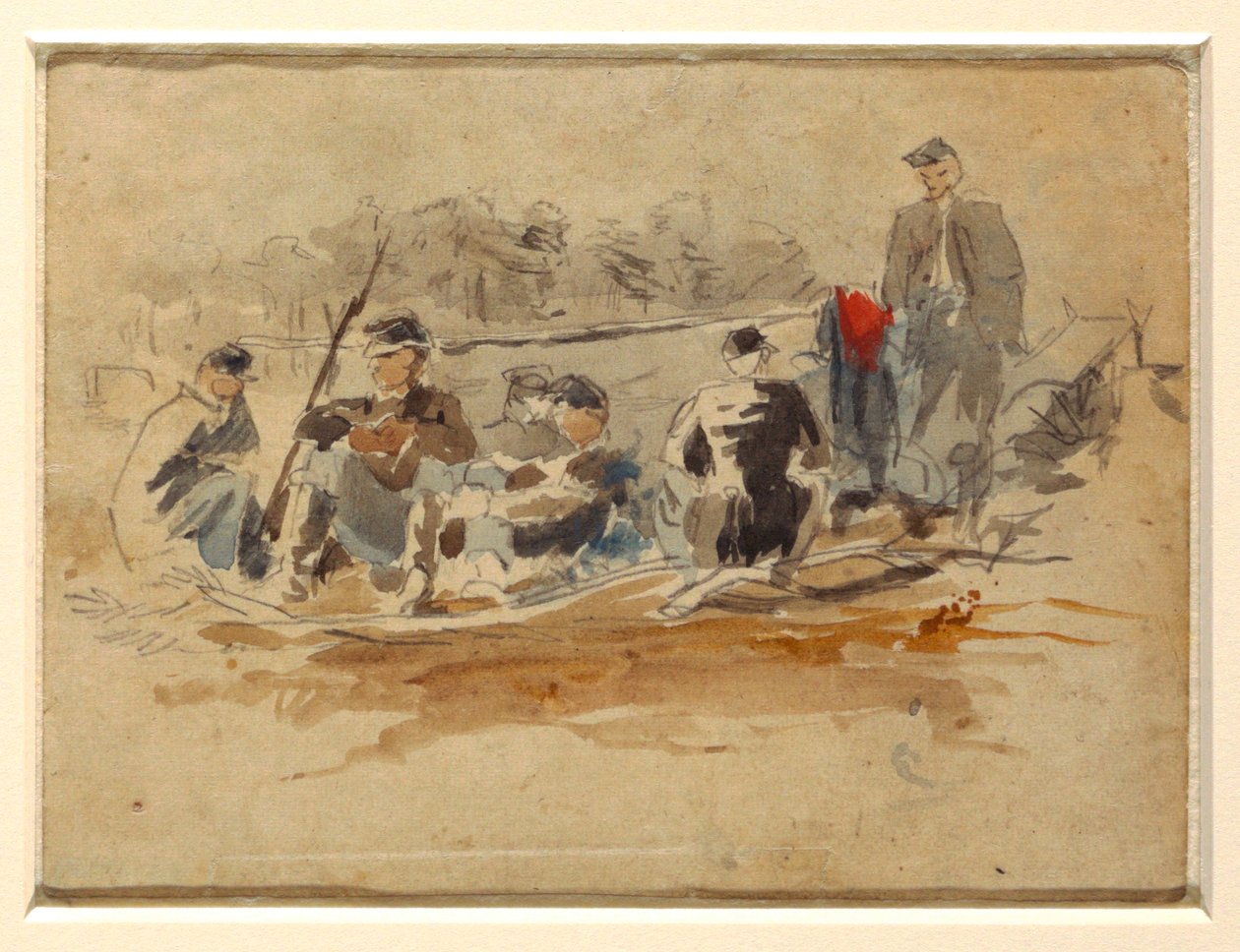 Disegno, Soldati seduti in gruppo, 1862 da Winslow Homer
