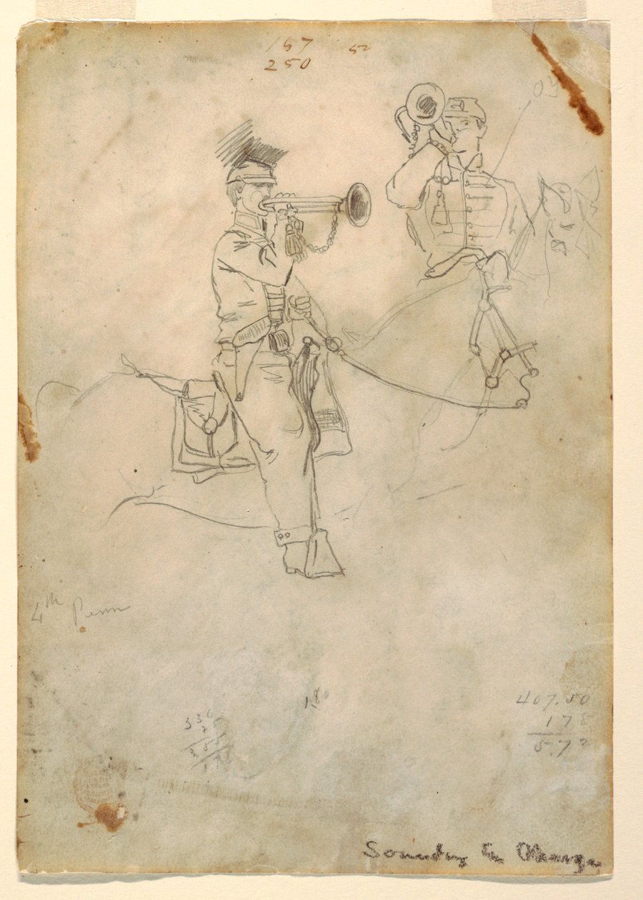 Disegno, Suono della carica, 1862 ca. da Winslow Homer