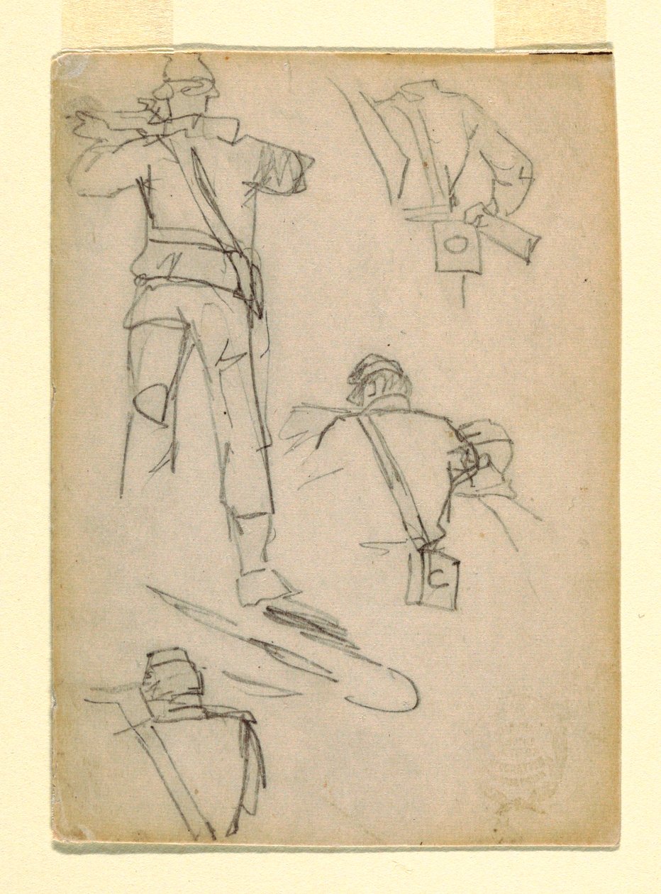 Disegno, Studi di soldati che prendono la mira, 1862 da Winslow Homer