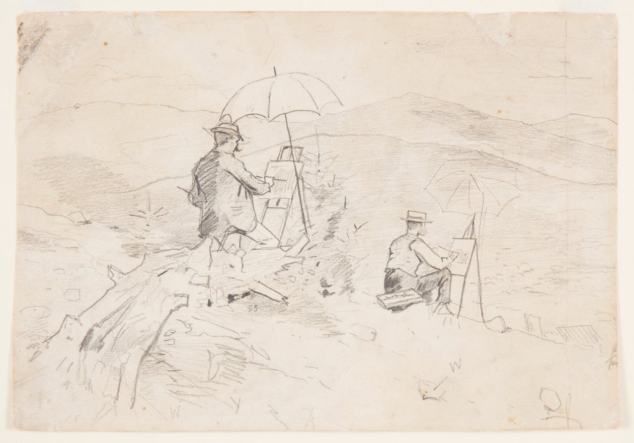 Disegno, studio per "Artists Sketching in the White Mountains" e "The Artist in the Country", 1868 da Winslow Homer